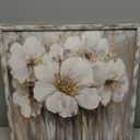 Floral Pictures Wooden Artwork Framed: White Lily Wall Art Botanical with Golden Foil Paintings on Wood Plank for Bedroom (12W x 12H, Multi-Sized/Material)