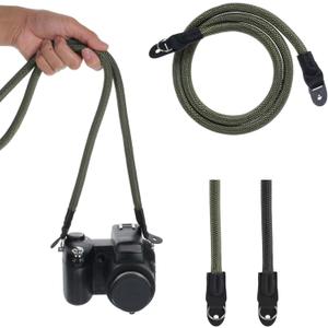 Camera Strap Rope, 40 Inch Climbing Rope Camera Neck Strap Shoulder Wrist Straps for Mirrorless Micro Single Cameras (Green)