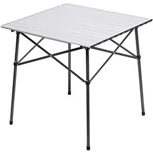 PORTAL Lightweight Aluminum Folding Square Table Roll Up Top 4 People Compact Table with Carry Bag for Camping, Picnic, Backyards, BBQ, Silver