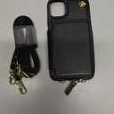 Bocasal Crossbody Wallet Case for iPhone 11, RFID Blocking Leather Purse Case with Card Holder, Protective Handbag Flip Cover with Zipper Wrist Strap Lanyard for Women 6.1 Inch (Black)