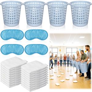 LemonRoad 4 Pack Funny Baby Shower Diaper Games Activities Kits Toss the Diaper in the Pail Hilarious Gender Reveal Games Prizes Accessories for Boys Girls Women Men (Blue)