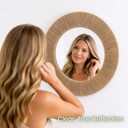 24 inch Natural Jute Round Wall Mirror, Boho Decor Wall Mirror