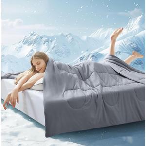 Cooling Comforter King/Cali King Size, All Season Blanket for Hot Sleepers, Lightweight Comforter for Night Sweats, Double-Sided Cooling Bedding for Bed, Sofa, Office, Camping (Dark Gray,108"*90") (King / Cail King)