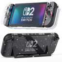 [Improved Version] GLDRAM Case for Nintendo Switch 2 (2025), Dockable Hard Shell PC Protective Cover with Split Design, Anti-Scratch Switch 2 Skin Accessories Protector - Clear Glitter