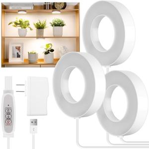 LORDEM Ceiling Grow Light for Indoor Plants, 144 LEDs Full Spectrum LED Plant Light, 5V Plant Lamp with 4/8/12H Auto Switch, 4 Dimmable Brightness Levels, Ideal for Small Plants, Tri Head, Corded