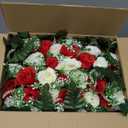 Lodou Artificial Cemetery Flowers for Grave,Large Headstone Flower Saddle Realistic Grave Flowers Memorial Silk Rose Flowers with Butterflies for Headstone Grave Decoration Non-Fading Easy Fit (Red)