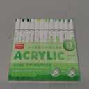 Green Acrylic Paint Pens, Water Based 12 Colors Dual Tip Acrylic Paint Markers for for Rock Painting Wood, Glass, Ceramic, Canvas, Fabric, Stone, DIY Crafts Making Art Supplies, St. Patrick's Day Gift