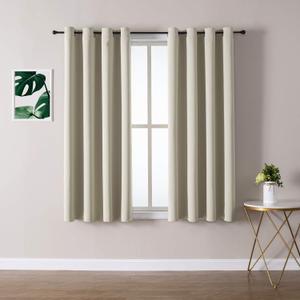 ChrisDowa Grommet Room Darkening Curtains for Bedroom and Living Room - 2 Panels Set Thermal Insulated Blackout Curtains (Beige, 52W x 63L (52"W x 63"L (Pack of 2))
