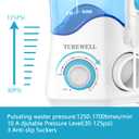 TUREWELL Water Dental Flosser for Teeth/Braces, Water Teeth Cleaner 8 Jet Tips and 10 Pressure Levels, 600ML Large Water Tank Oral Irrigator for Family(White)