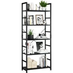 NUMENN 5 Tier Bookshelf, Tall Bookcase Shelf Storage Organizer, Modern Book Shelf for Bedroom, Living Room and Home Office, Black