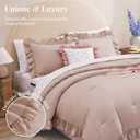 BLOOMHAVEN King Comforter Set - 7 Pieces Ruffle Pink Bedding Sets, Shabby Chic Farmhouse Bed in a Bag King with Ruffle Comforter, Floral Sheets, Pillowcases & Shams