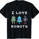I love Robot Gift All Ages Robotic Kids Girls Boys Robot T-Shirt S