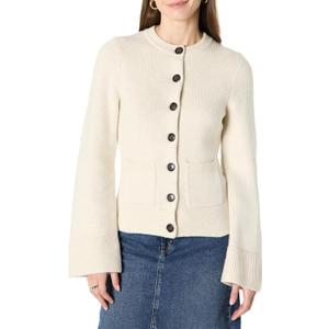 Amazon Essentials Women's Regular-Fit Long-Sleeve Cardigan with Bell Sleeves and Shaped Waist, M