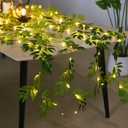 LED Willow Leaf Vine Light New 2-Meter Simulated Willow Leaf Vine Light String Festival Home Decoration Light, Gift Fairy Lights Christmas String Kids Room String Lights (Willow Leaves)