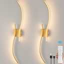 CANEOE Battery Operated Wall Sconce Set of 2, 18000mAh Gold Rechargeable Wall Lights with Remote Control,3000K-6000K Dimmable LED Wireless Wall Light for Living Room Bedroom Hallway,39.3 Inch (Gold)
