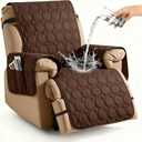 XINEAGE 100% Waterproof Recliner Chair Cover, Non Slip Covers for Recliner Chair with Pocket, Washable Dog Recliner Couch Cover with Elastic Straps (Coffee, 28")