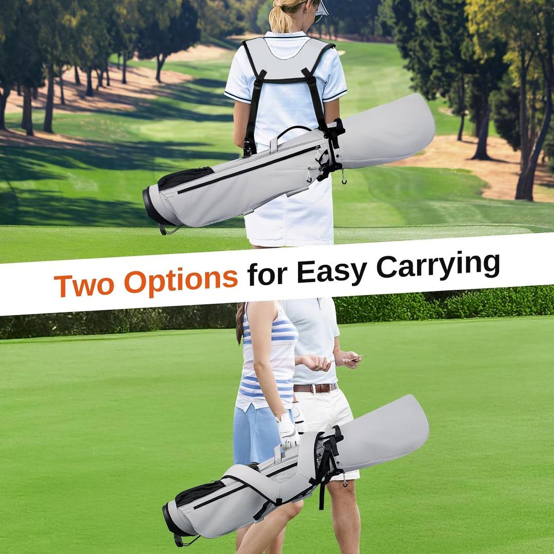 Lightweight Golf Stand Bag, 4-Way Full-Length Dividers, Holds Up to 10 Clubs, 3.7 lbs Golf Bag with Dual Straps & Stand for Driving Range, Par 3, and Standard Courses