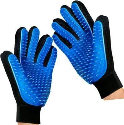 Pet Grooming Gloves for Dogs & Cats (2 Pack) – Deshedding Hair Remover Mitts with Soft Silicone Massage Bristles – Dual-Sided Grooming & Bathing Gloves for Long & Short Hair Pets –