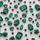 TANOSII Sew on Rhinestones 100 PCS Mixed Shapes Glass Rhinestones Sew on Crystal Gems Mental Flatback with Silver Claw for Jewelry Crafts Clothes Shoes Costume Garment Malachite Green