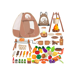 80PCS Kids Camping Toys Set with Play Tent Campfire Toys,Toy BBQ Grill Set,Pretend Cutting Play Food Set for Kid Kitchen, Indoor Outdoor Toys Pretend Playset for Toddler,Gifts for Boys Girls