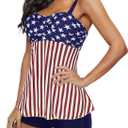 Zando Womens Tankini Swimsuits for Women 2025 Tummy Control Swimsuit Bathing Suit Top with Boyshorts Flowy Women' Swimwear (Large, E03 Red White and Blue)