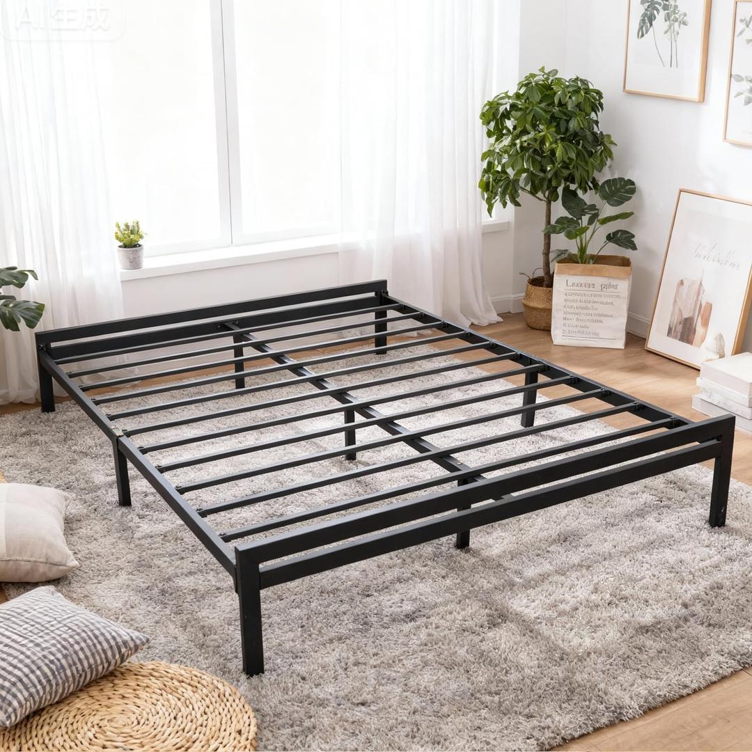 Twin Bed Frame, 1200lbs Twin Size Metal Bed Platform, Heavy Duty Steel Slats Support, 10 Inch Mattress Foundation No Box Spring Needed, Noise Free, Non-Slip, Under Bed Storage, Black