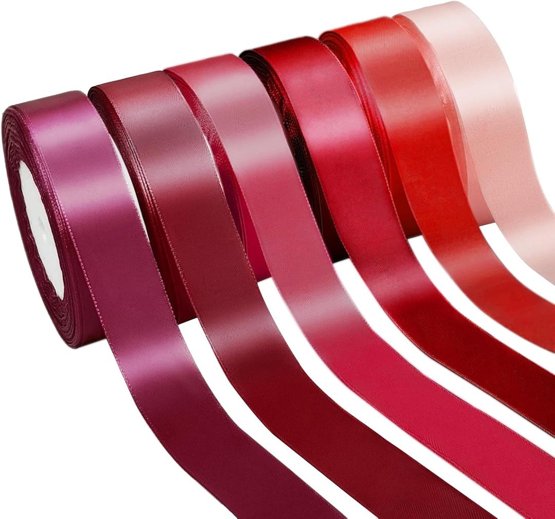 150 Yards Red Satin Ribbon 1-1/2 Inch 6 Rolls Assortment Ribbons for Crafts Gift Wrapping Flower Bouquet Wedding Invitations Birthday Party Festival Decoration Hair Bows