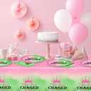 41Pcs Witch Princess Party Decorations Pink and Green Tablecloth Witch Princess Birthday Party Plates Napkins Pink and Green Party Supplies
