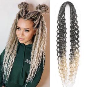 DE Dreadlock Extensions Ombre Blonde Synthetic Wavy Double Ended Dreads 10 Strands Handmade Crochet Dreads Soft Loc Extensions for Women Men 24 inches 1B613