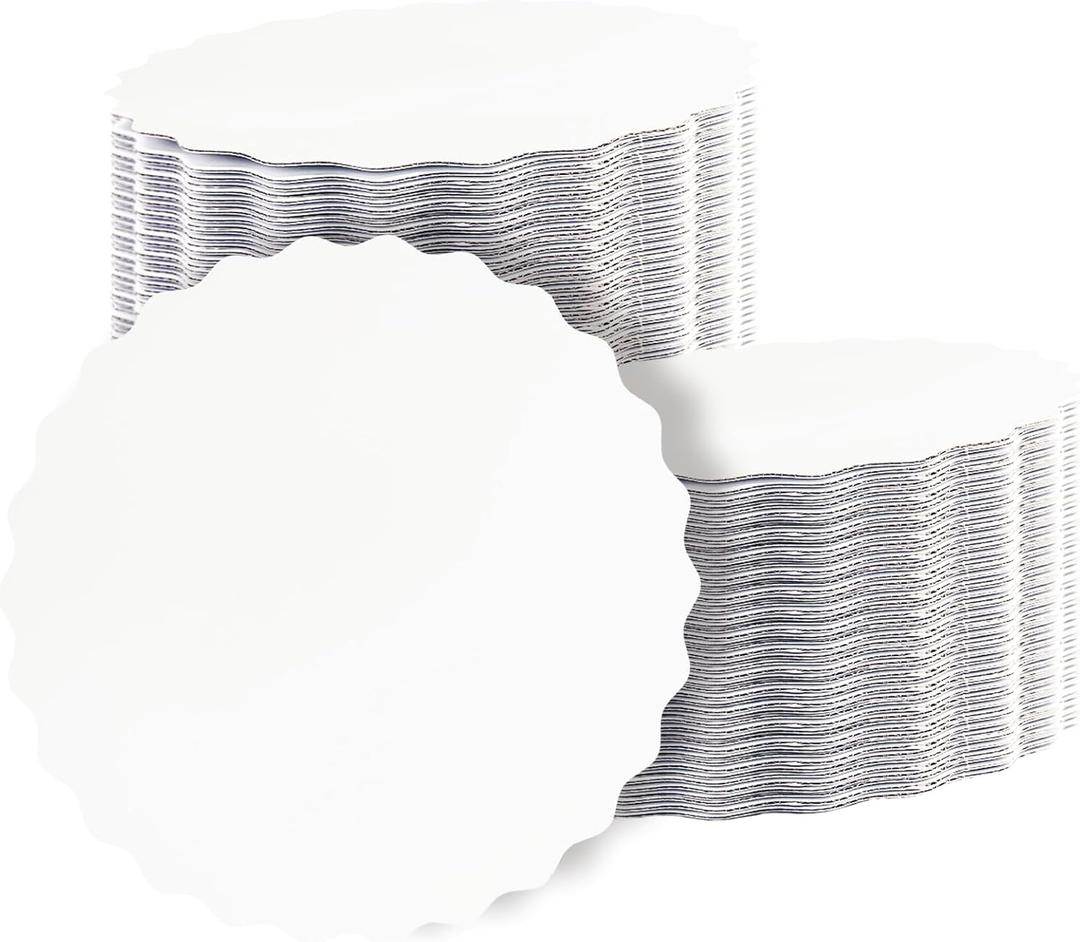 qiqee 12 Inch White Wave Cake Boards Round 15-Packs Circles Rounds Base Food-Grade Cardboard Wave Cake PlateThinner But Stronger