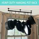 ROTHLEY Hanging Pot Rack Hanger: 23.7 Inch Stainless Steel Pot and Pan Hanger Pot Rack Wall Mounted Hanging Pots and Pans Rack Pot Hangers for Kitchen Wall Kitchen Rail with HooksMatt Black