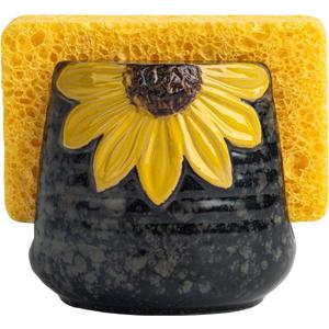 Sunflower Sponge Holder for Kitchen Sink Dish Sponges Holder Fall Autumn Theme Ceramic Kitchen Sink Sponge Holder Yellow Sink Caddy Kitchen Sink Organizer Decor