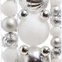 Christmas Ball Ornaments for Xmas Decorations,50 pcs Christmas Extra Large Tree Shatterproof Ornaments-Silver (Combo of 5 Style in 3 Sizes)