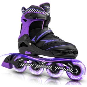 Ruthfot Adjustable Inline Skates for Boys and Girls with Full Light Up Wheels, Outdoor Rollerskates for Kids and Women, Medium 