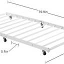 VECELO Twin Trundle Bed Frame Only/Roll Out/Enhanced & Up-Graded Metal Slats Support with Lockable Casters, Bright White