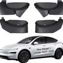 Upgraded 4PCS Door Side Storage Box for New Tesla Model Y Juniper (2025/2026), TPE Door Pocket Inner Organizer Trays with Large Capacity, 2 Extra Storage Bags for Model Y Juniper Accessories, Black