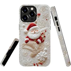 Generic Case Compatible with iPhone 14 Pro Max - Glossy Hybrid Durable Shockproof Phone Cover,Cases for Woman Girl - Christmas Santa Claus Snowflake