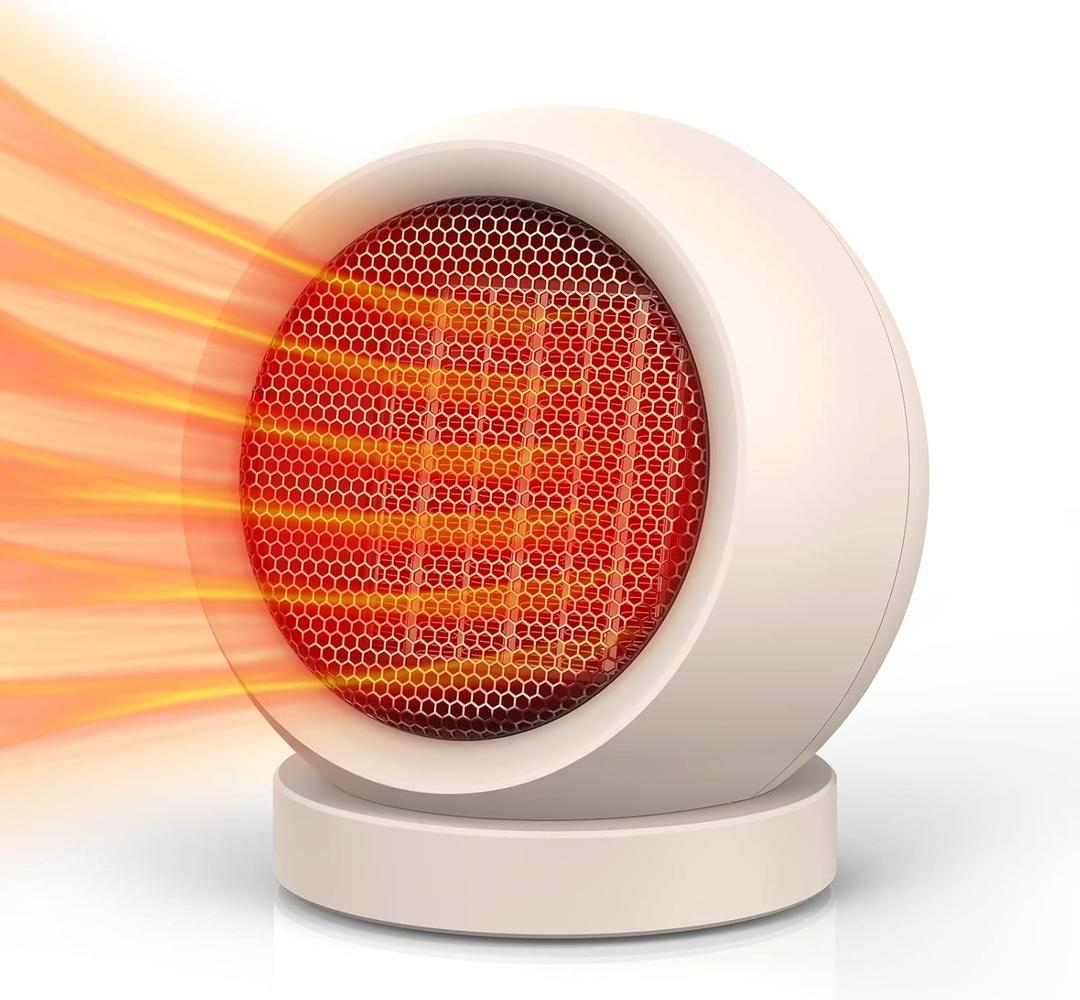 Space Heater, PTC Ceramic/Portable Electric Desktop Heater High Output Desktop Heater for Home Bedroom Office Desk Indoor Use(Light Brown)