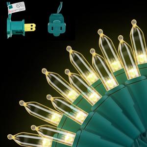 150 LED Warm White Christmas String Lights, 50 FT Green Wire, UL Certified Connectable, Xmas Lights Outdoor or Indoor
