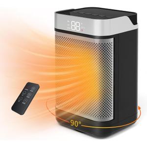 Space Heater, Portable Electric Heaters for Indoor Use with Remote, Digital Display, 12H Timer, 1500W PTC Ceramic Fast Safety Heat for Bedroom Office Home