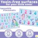 Disposable Placemats for Baby, Toddlers and Kids, 40 Disposable Baby Placemats for Restaurant, Dining Table & Travel, Learning Placemats for Kids, Toddler Travel Essential, Mermaids ABC & Numbers