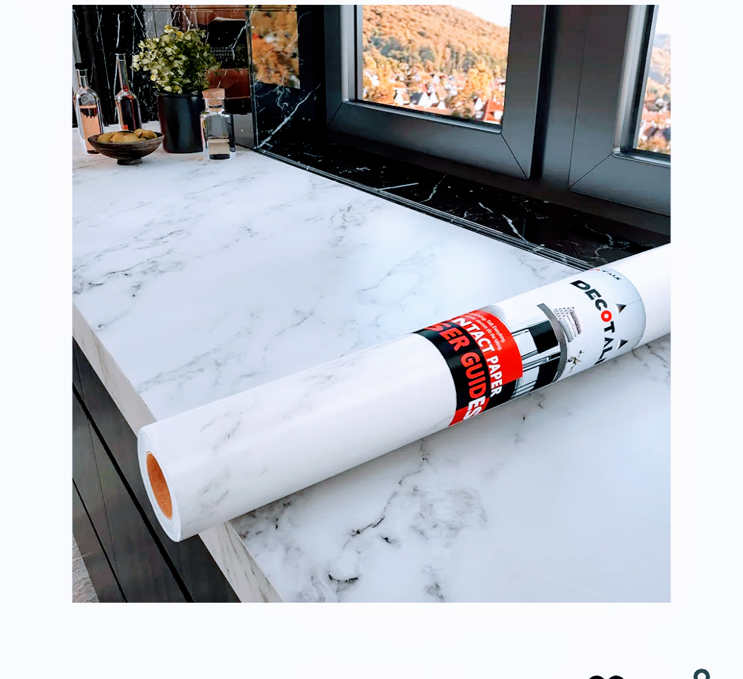 Decotalk 30"x400" Marble Contact Paper Peel and Stick Countertop Contact Paper White Grey Marble Vinyl Paper Waterproof Countertop Vinyl Wrap White Wallpaper Removable