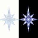 Alpine Corporation 13" Tall Snowflake 8-Point Tree Topper with 11 Cool White LED Lights, Christmas Decoration with Timer Function, and Radiant Glow for Holiday Trees