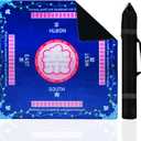 Upgrade Mahjong Mat 31.5x31.5 Inch, Non-Slip Noise Reduction Waterproof Table Game Mat for Poker, Cards, Dominoes, Board & Tile Games with Carry Bag