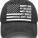 Weiweiwu My Son My Pride My World Proud Army mom Hats for Women Funny Washed Distressed