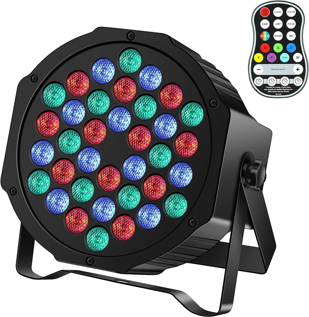 Rechargeable Stage Par Lights U`King RGB 36 LED Battery Powered Par Wireless Uplights with DMX and Remote Control Uplighting Light for DJ Disco Events Wedding Birthday Party Indoor Live Show Bar (36 LED-1 Pack)