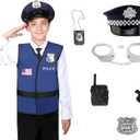 Matissa & Dad American Children's Police Officer Role Play Costume and accessory Set Kids Boys Girls (Small)
