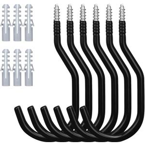 HORUSDY 6 Pack Heavy Duty Bike Hooks - 7.5 inches, 100LBS Capacity for Garage Wall and Ceiling