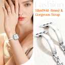 Mosonio Slim Bracelet Bands for Apple Watch Women, Elegant Thin Metal Band with Embedded Silicone Accents for iWatch, Easy-Adjust Link Strap Compatible with Apple Watch Series 11/10 (42mm), Series 9/8/7 (41mm), Series 6/5/4/SE (40mm), Series 3/2/1 (38mm)
