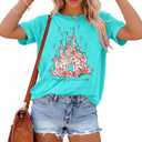 T&Twenties Women Magical Shirt for Women Funny Magic Kingdom Family Vacation Tshirt Casual Graphic Short Sleeve Tee Tops Light Blue (Blue, S)